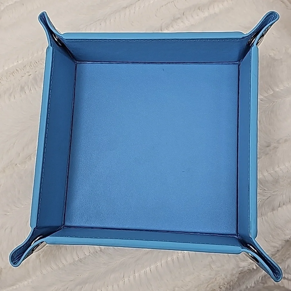 Faux Leather Jewelry Tray‎ Powder Blue Reptile Textured Foldable Organizer
